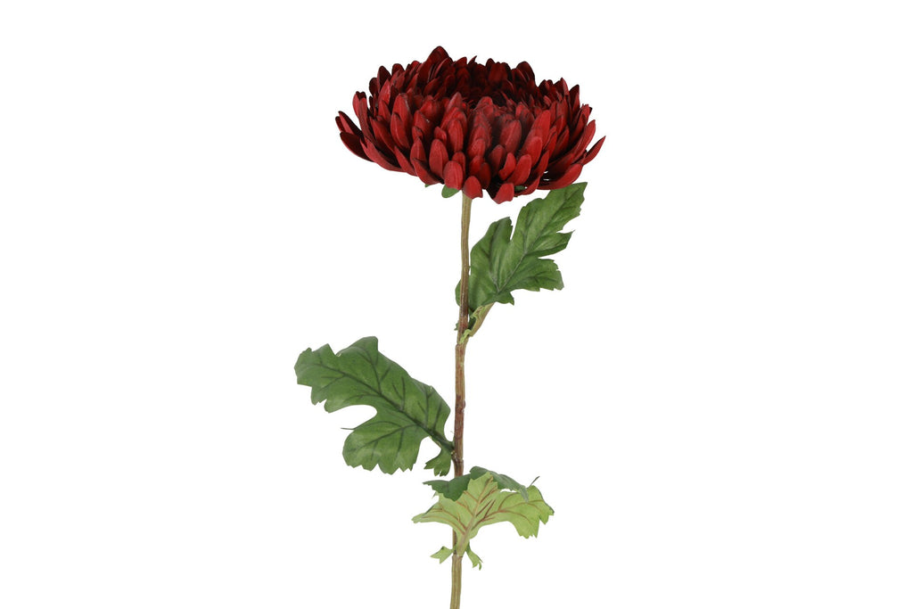 Kunstig chrysanthemum med stor bordeaux blomst, 76 cm, fra Homae