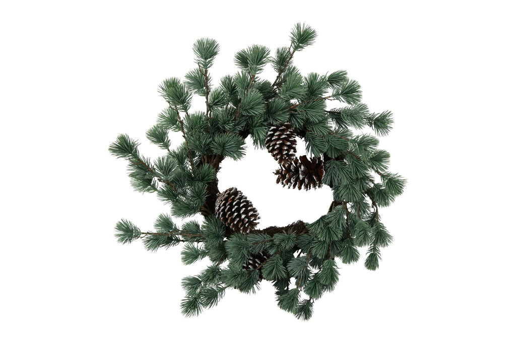 Kunstig cedergran-krans med frostede kogler, Ø 50 cm, fra Homae