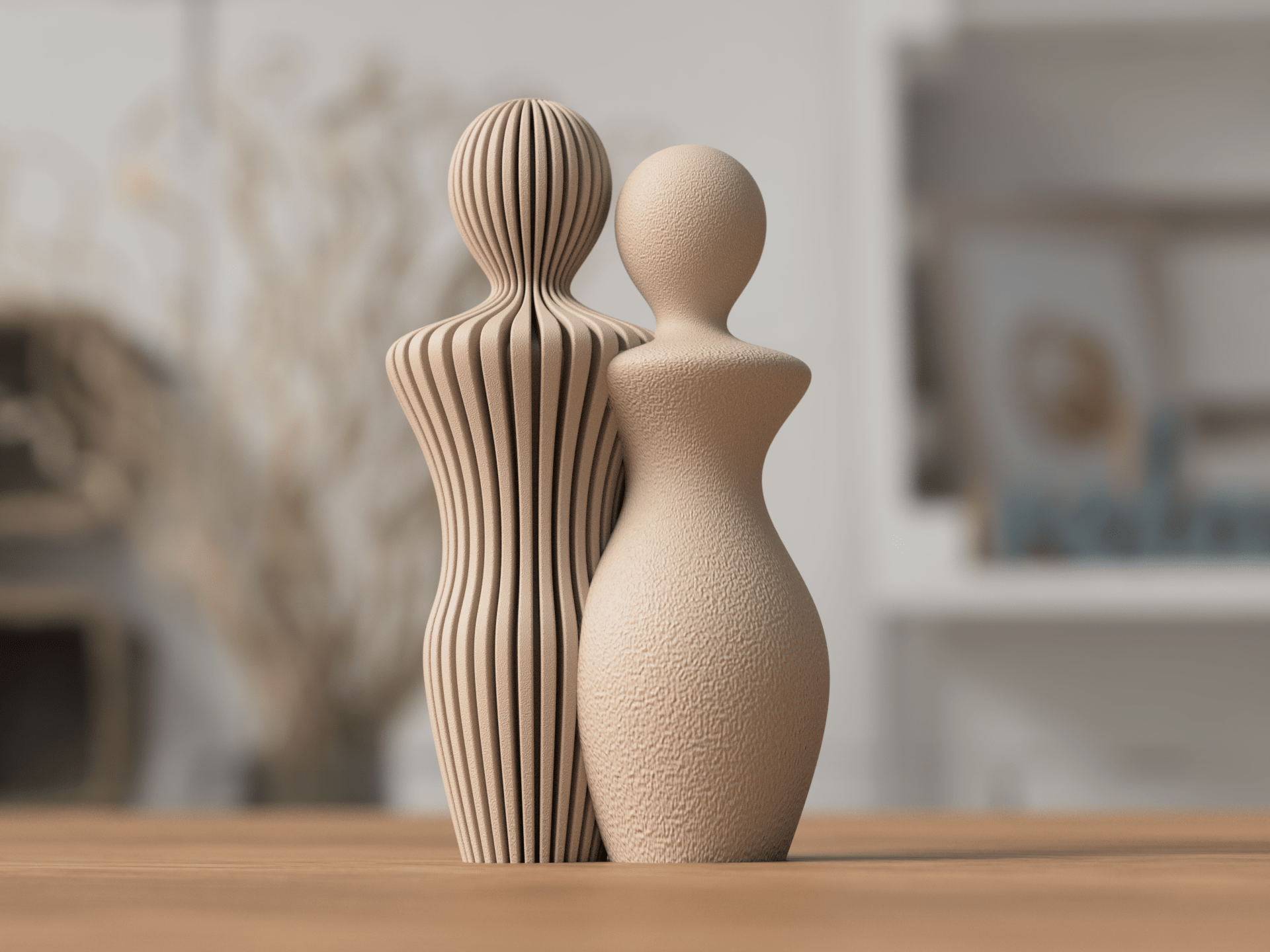 Ribbede par-statuer i PLA - miljøvenligt materiale