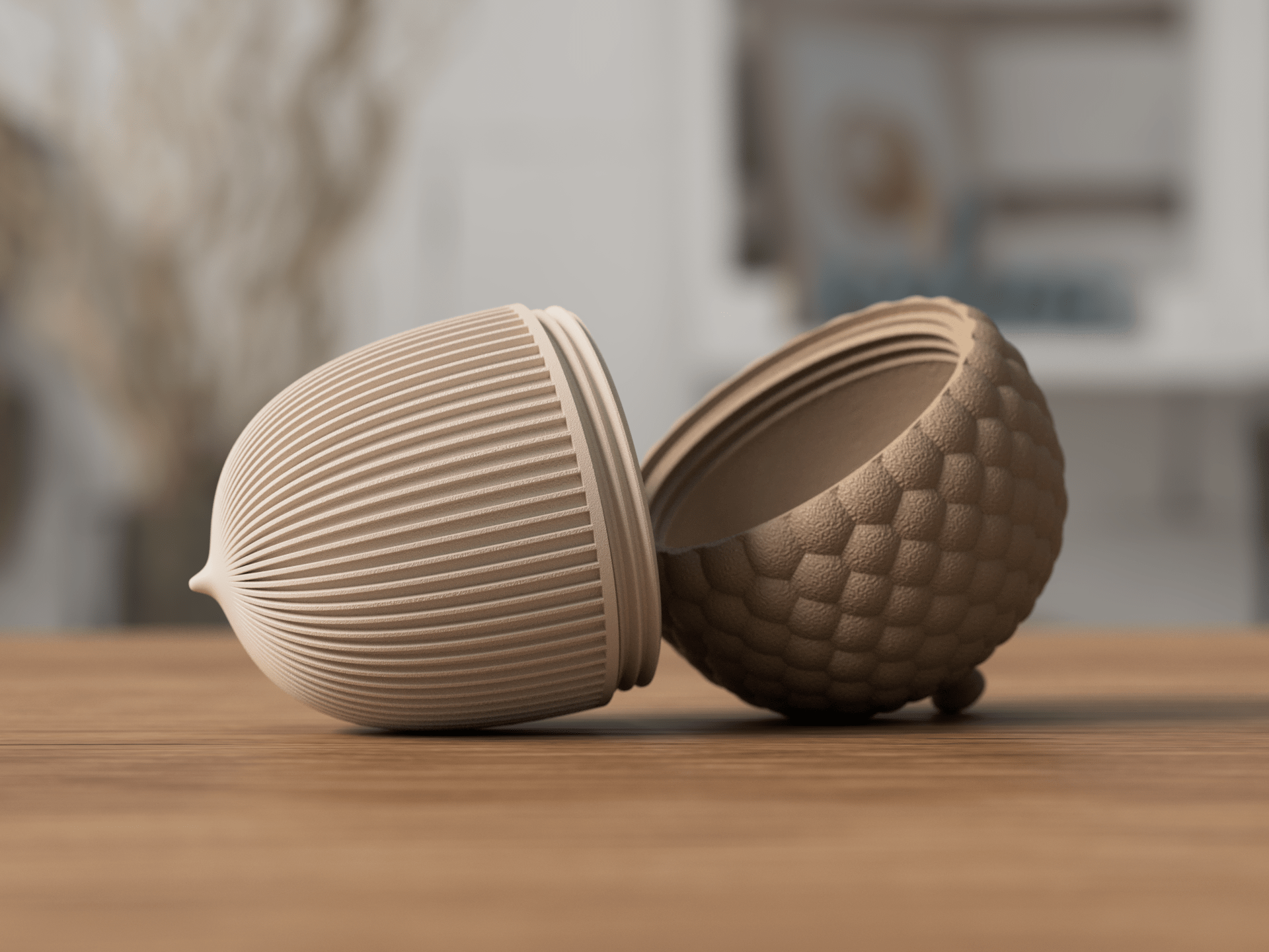 Agern beholder med tekstureret skruelåg