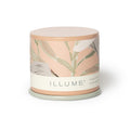 Coconut Milk Mango duftlys fra ILLUME i rosa dekorativ tin med botanisk blomstermønster – vegansk plantebaseret duftlys