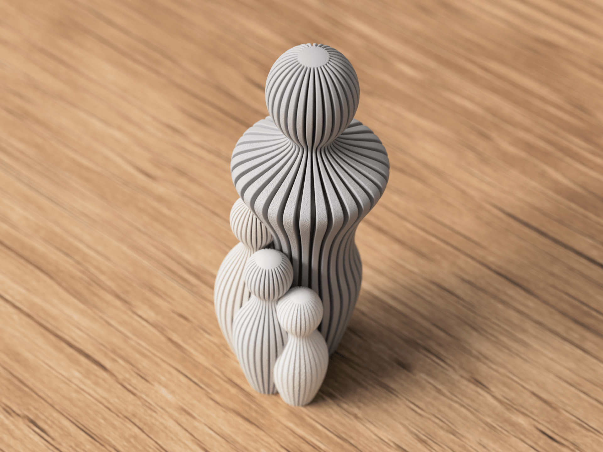 Fars Dag skulptur med 3 børn opstillet på reolopstilling i nordisk indretning