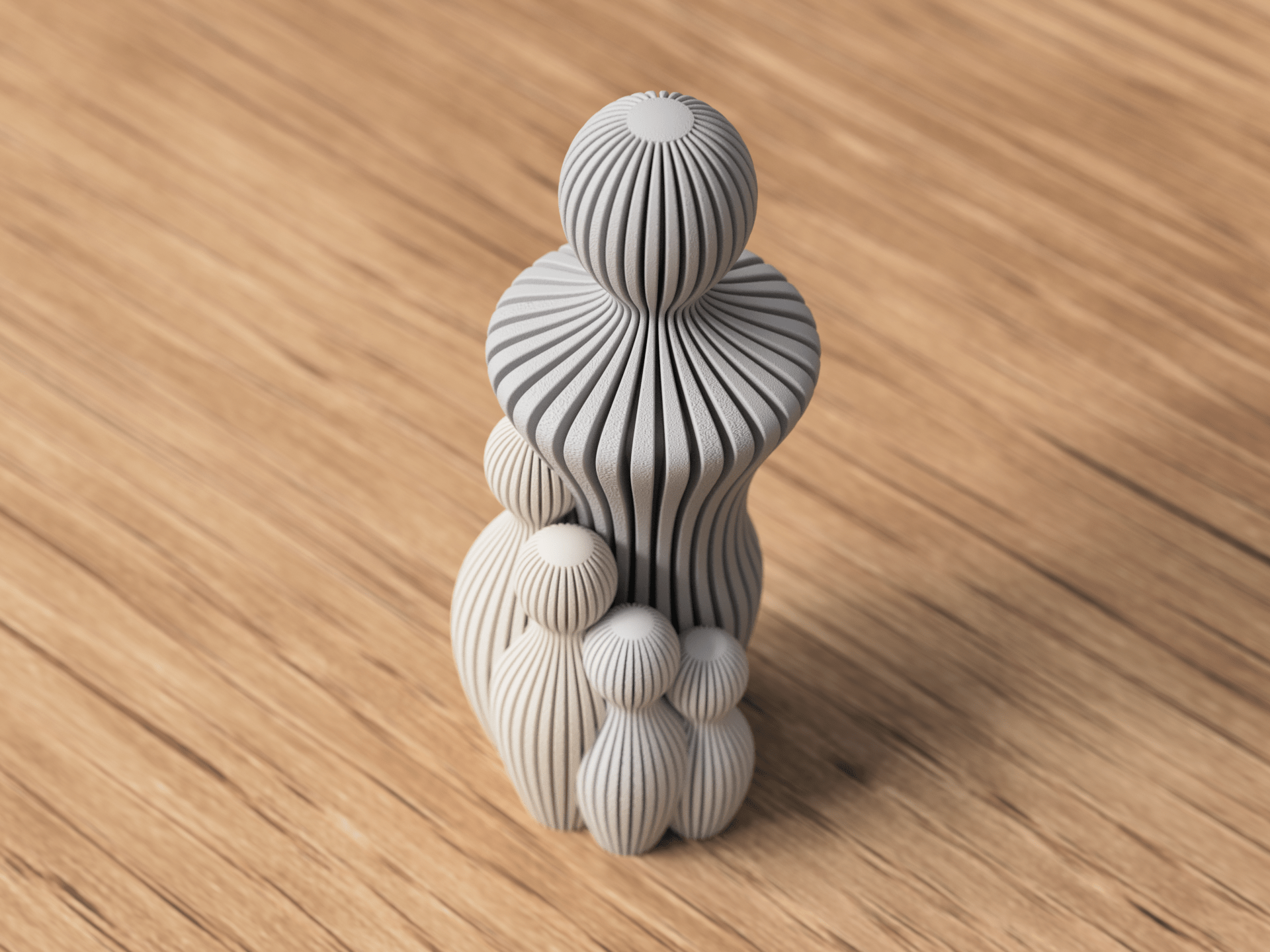 Fars Dag skulptur med 4 børn opstillet på reolopstilling i nordisk indretning