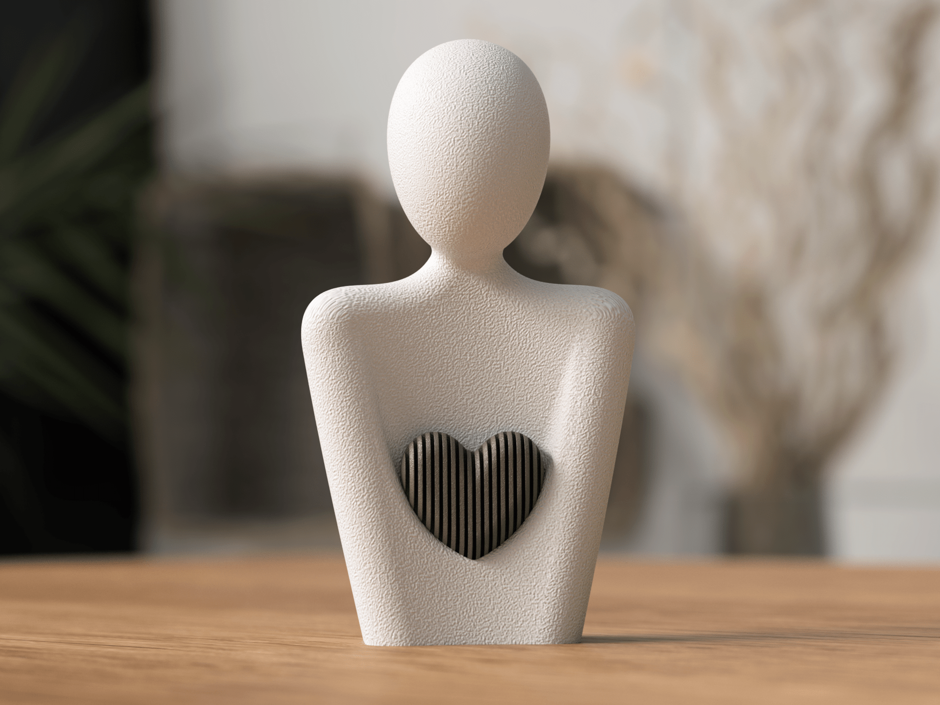 Gave til mor - hvid hjerte statue 133mm moderne dekoration