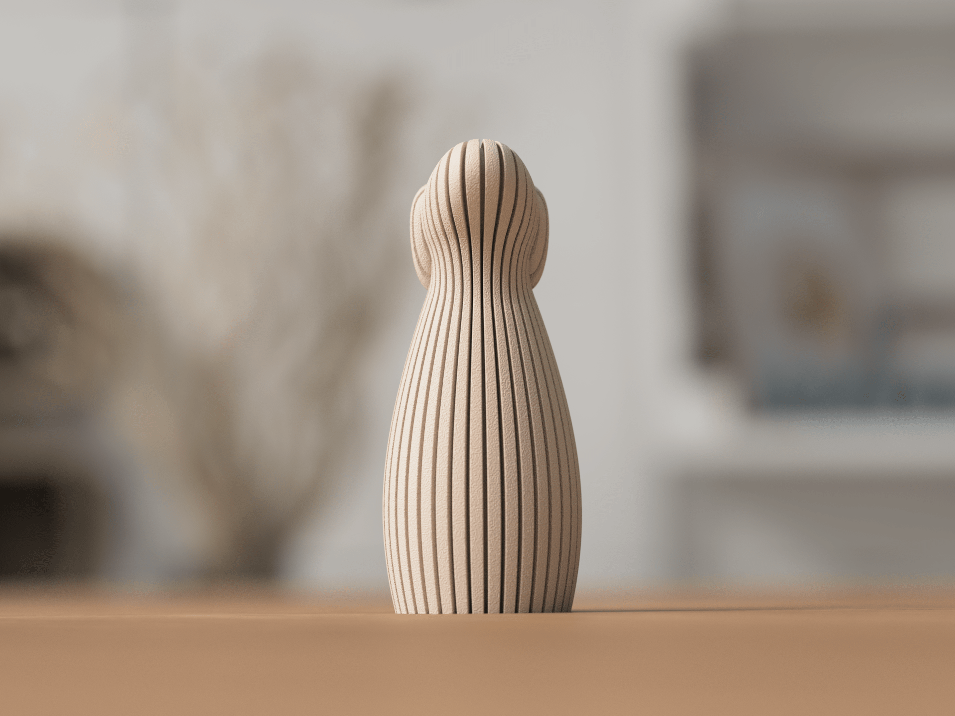 Hund skulptur med hængeører set fra højre side – dekorativ figur i bæredygtig PLA