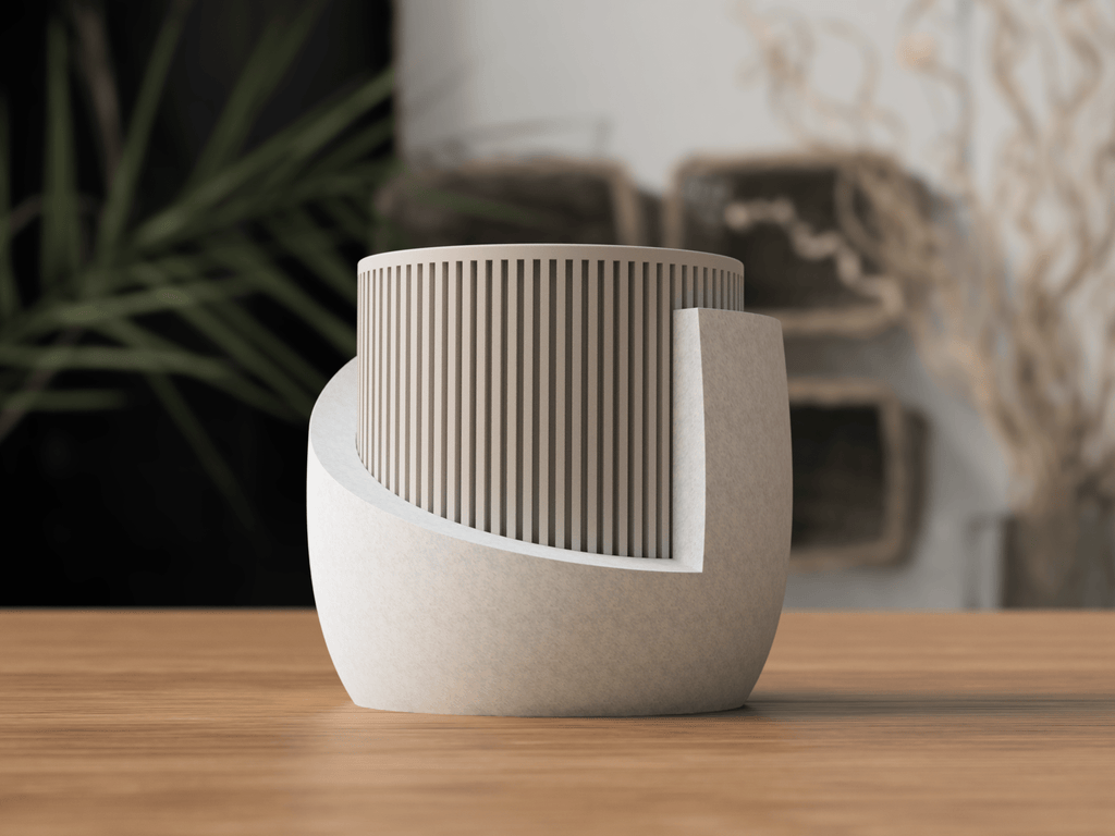 Japandi planteholder med grøn plante - moderne boligindretning