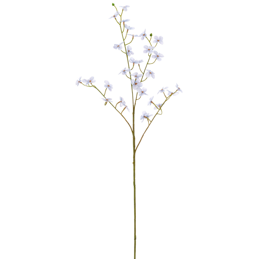 Kunstig cornus gren i lys blå på 73 cm med små blomster