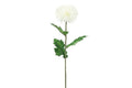 Kunstig hvid dahlia på 75 cm med grønne blade