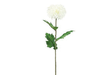 Kunstig hvid dahlia på 75 cm med grønne blade