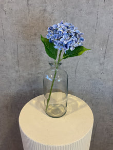Kunstig blå hortensia på 40 cm med grønne blade