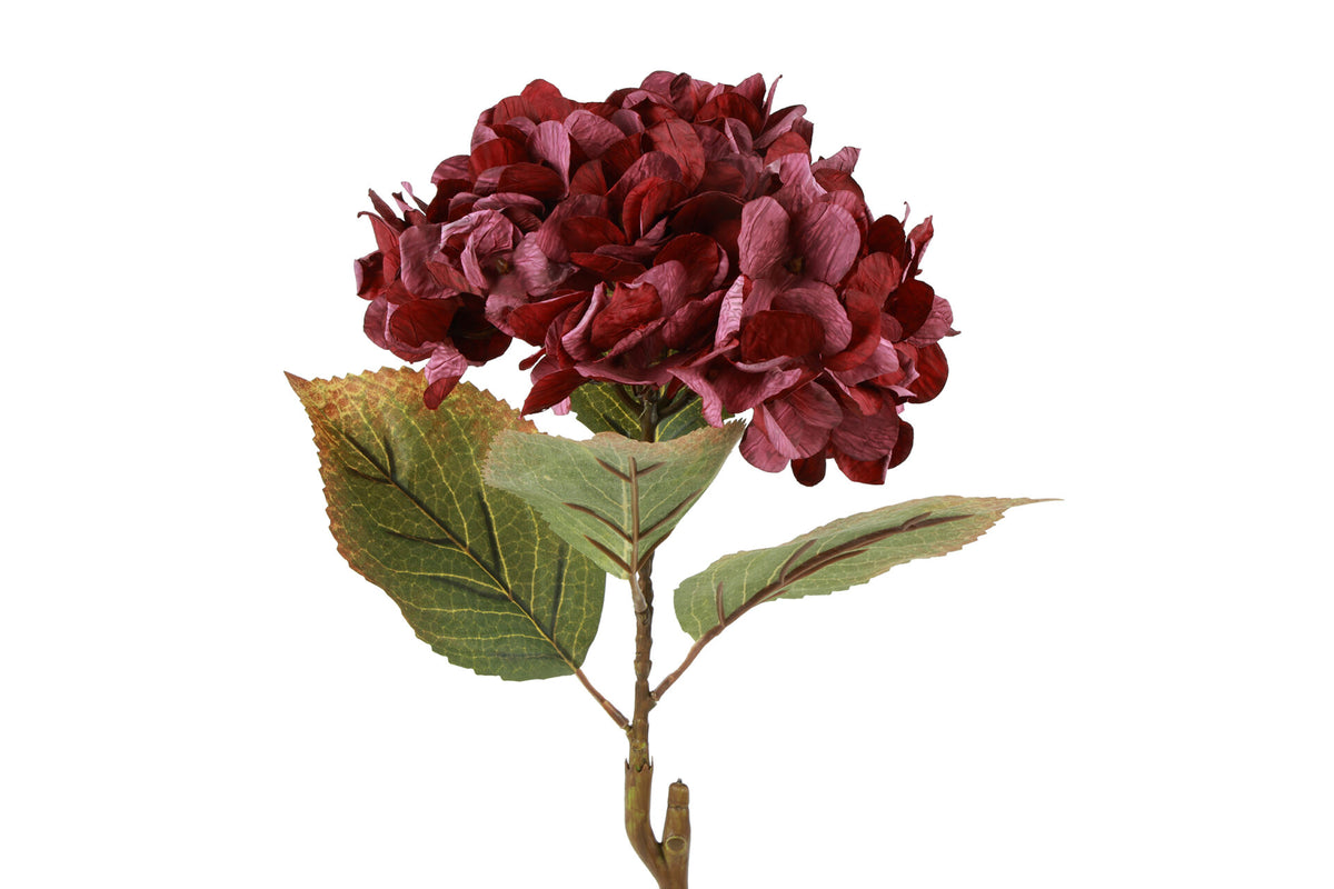 Kunstig hortensia i bordeaux på 64 cm – kunstig blomst fra Homae
