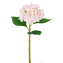 Kunstig hortensia i lys rosa med grønne blade