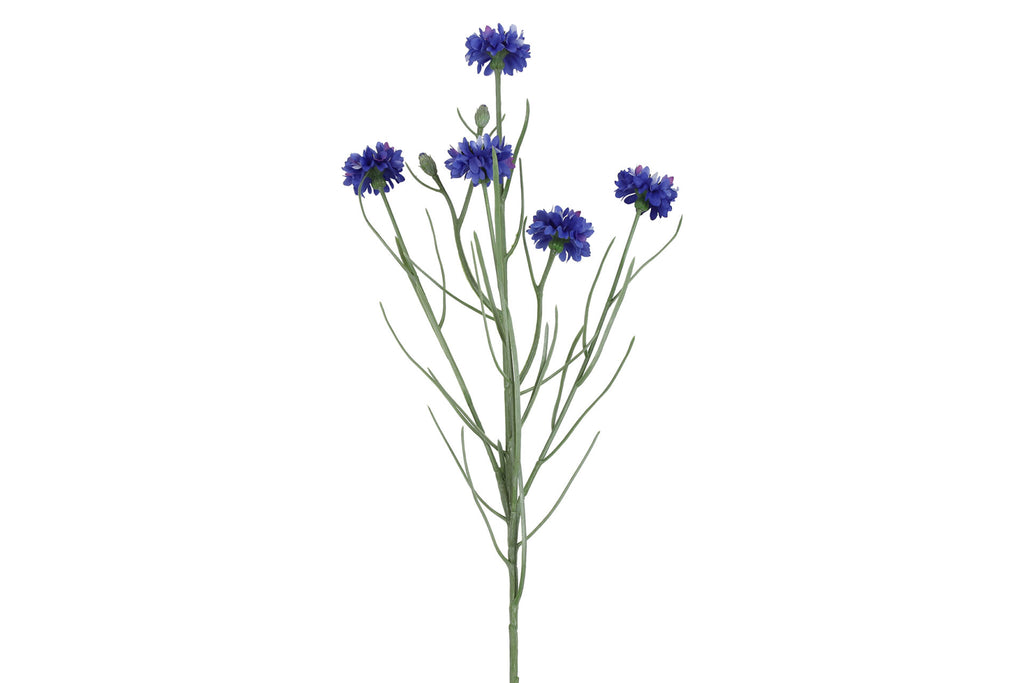 Kunstig kornblomst buket i blå på 66 cm med lange grønne stilke