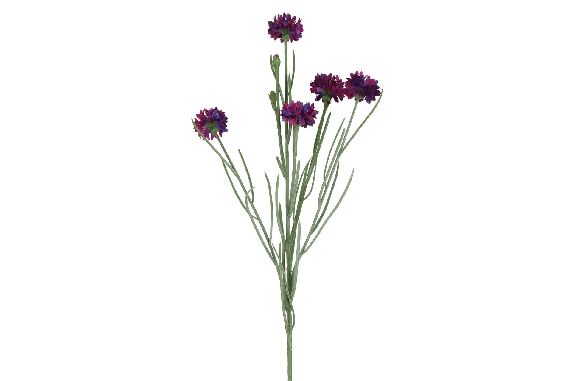 Kunstig kornblomst buket i lilla på 66 cm med lange grønne stilke