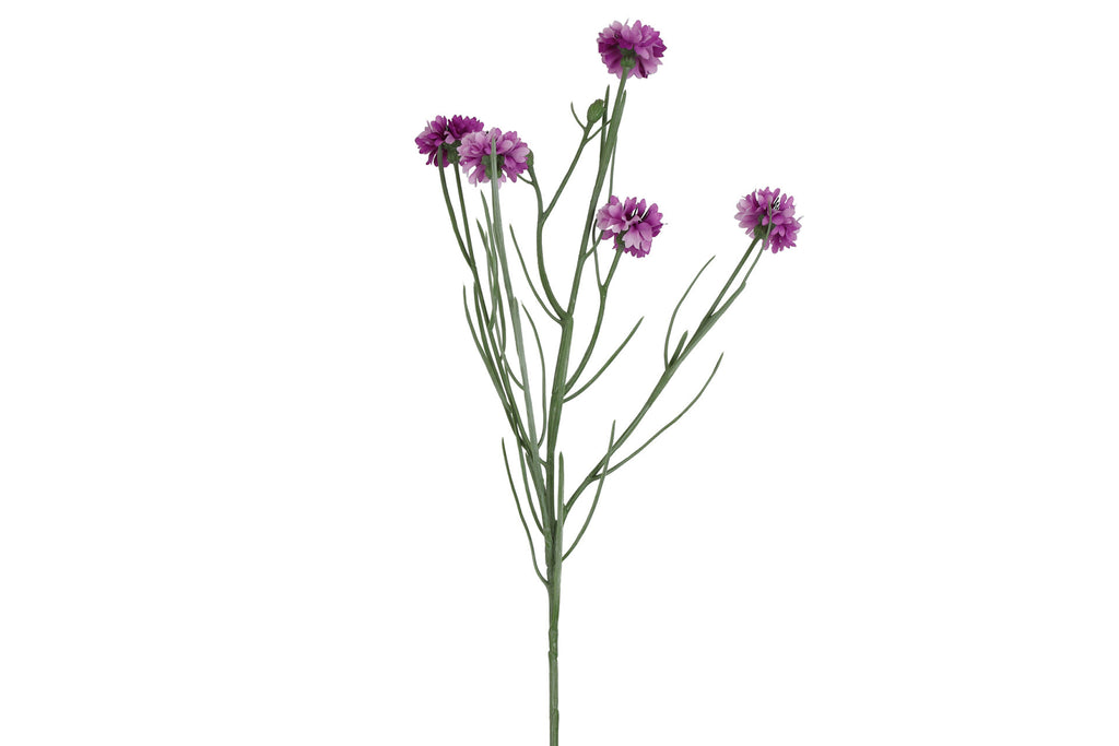 Kunstig kornblomst buket i mørk lilla på 66 cm med lange grønne stilke