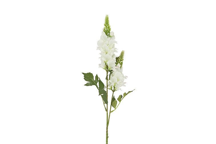 Kunstig hvid lupin på 77 cm med grønne blade