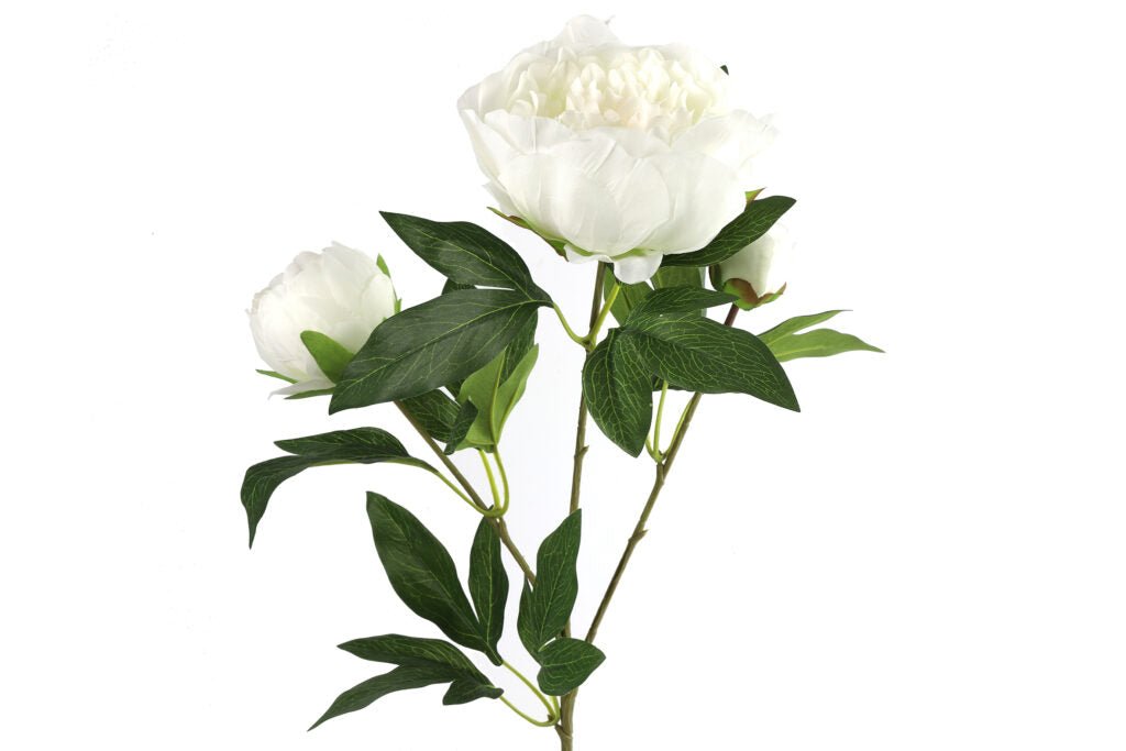 Kunstig hvid peony på 70 cm til vase