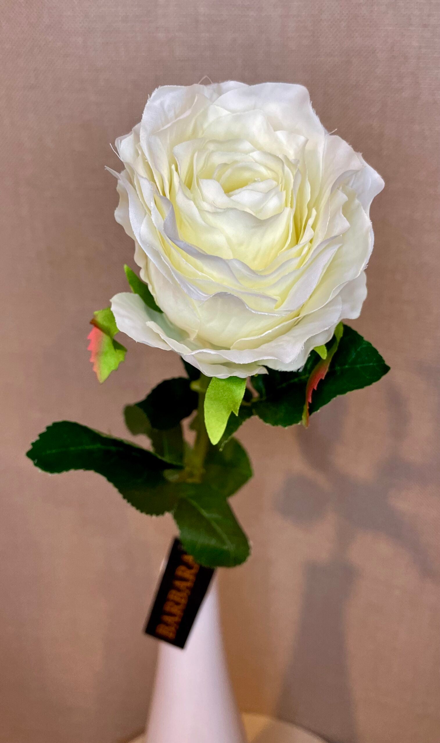 Detaljebillede af hvid kunstig rose