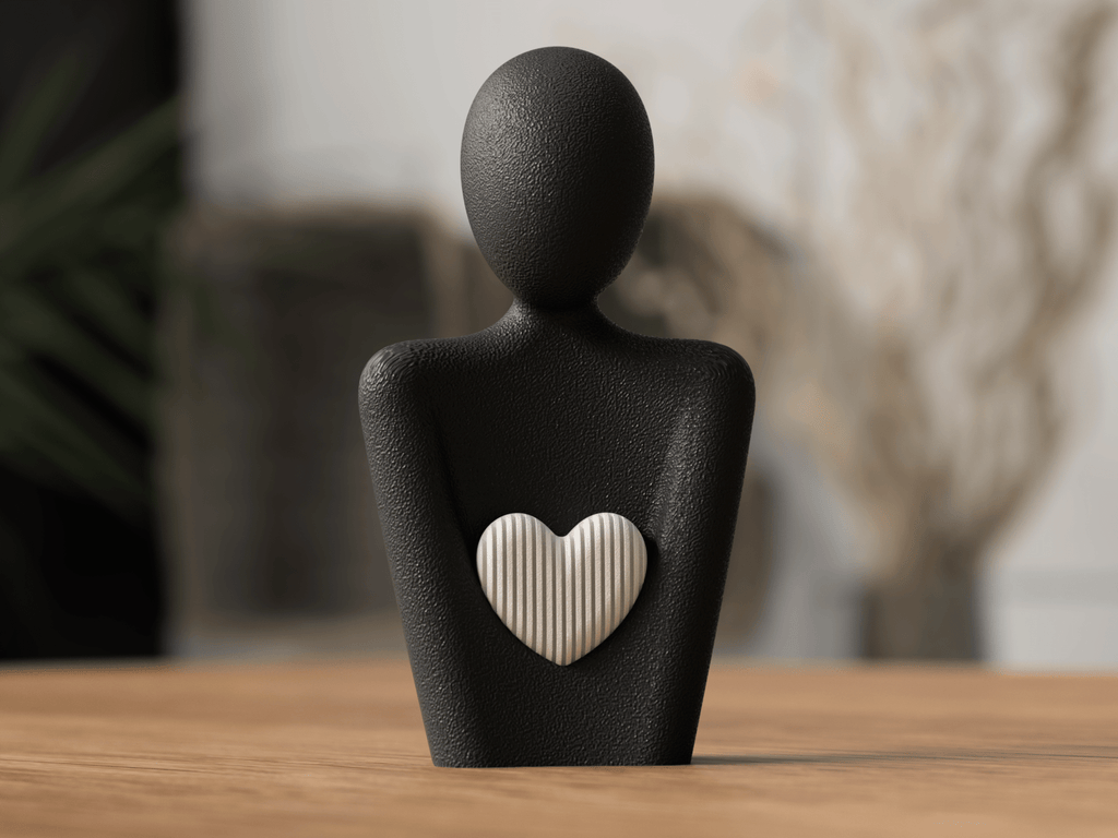 Mor og barn hjerte figur - unik mors dag gave i hvid 3D print
