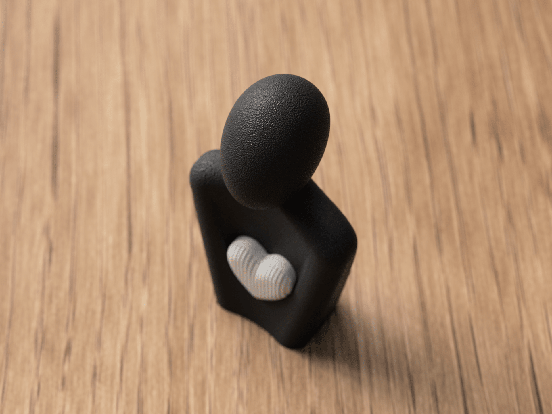 Sort mors dag statue med hvidt hjerte - minimalistisk gave til mor