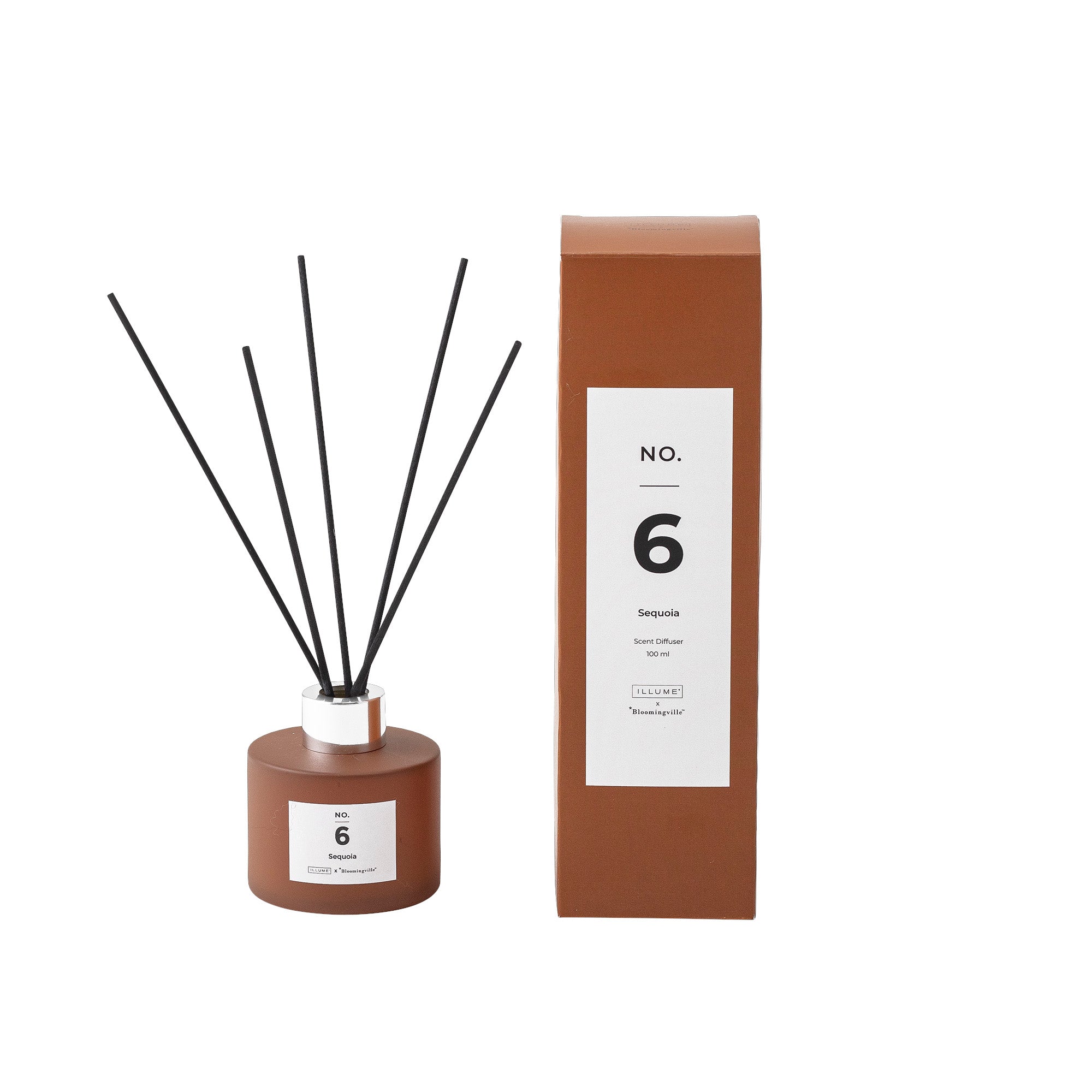 NO. 6 Sequoia duftpinde med brun gaveæske – produktbillede af duftspredere fra ILLUME x Bloomingville