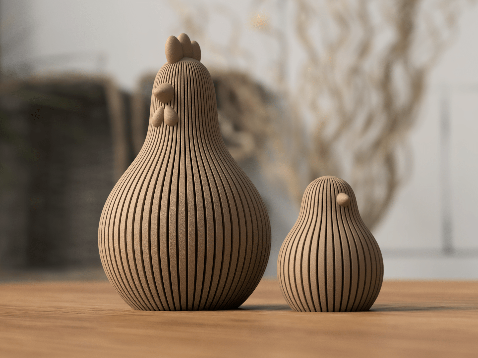 Nordisk påskehøns - bæredygtig dekoration i PLA til det moderne hjem