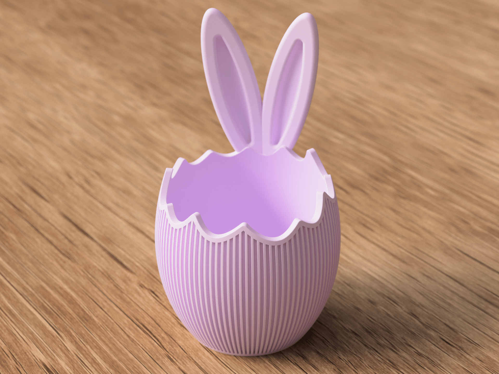 Påskeæg skål med kanin-ører i lilla PLA – dekorativ nordisk påskepynt