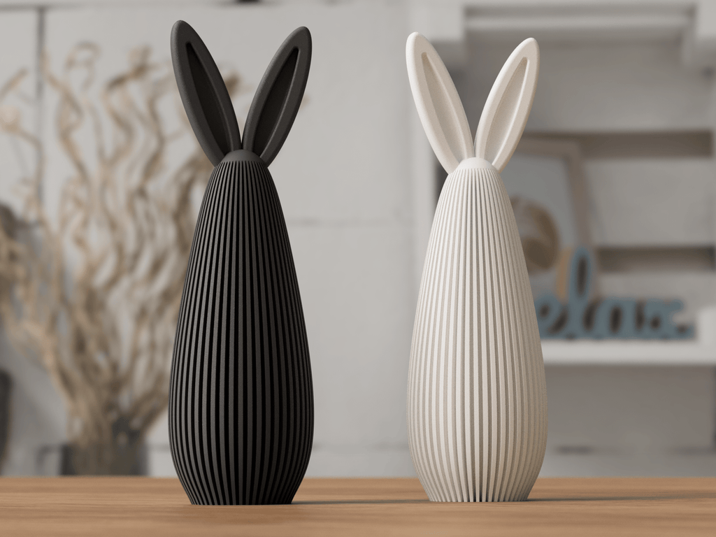 Påskehare figur i minimalistisk design - detalje af elegant nordisk påskedekoration i PLA