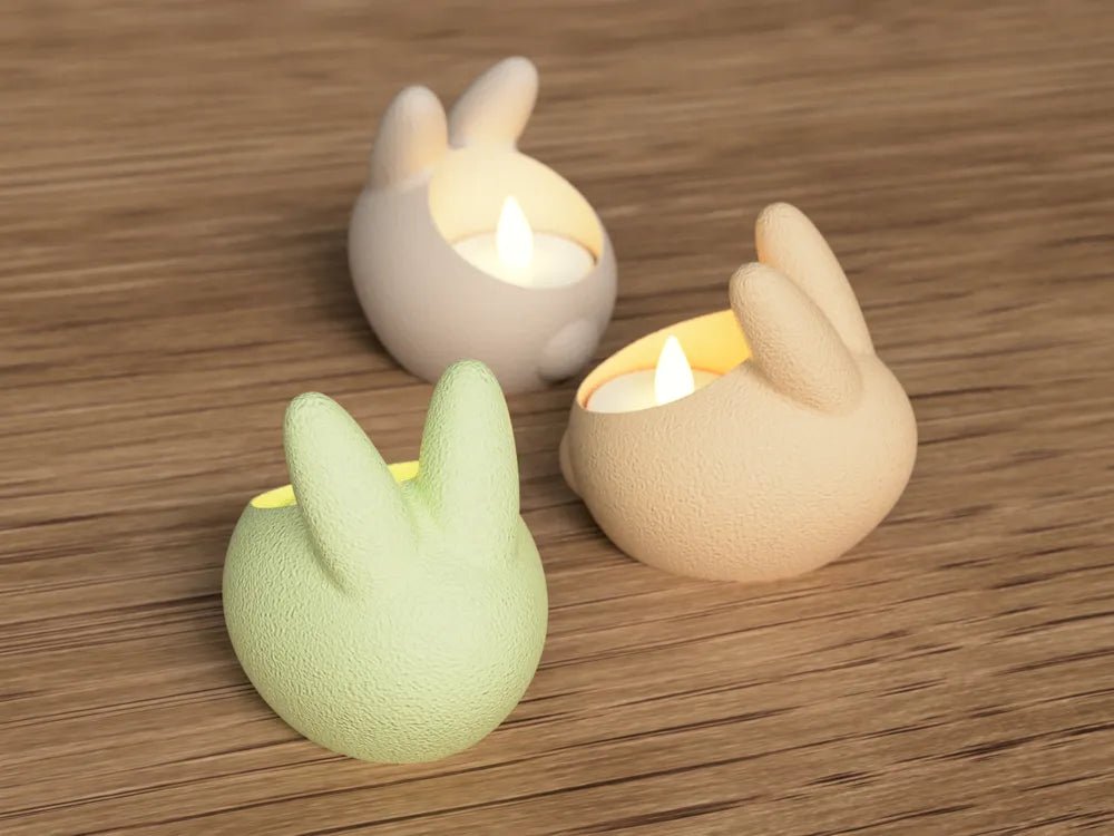 Påskehare telysholder med LED-lys - nordisk minimalistisk design i PLA