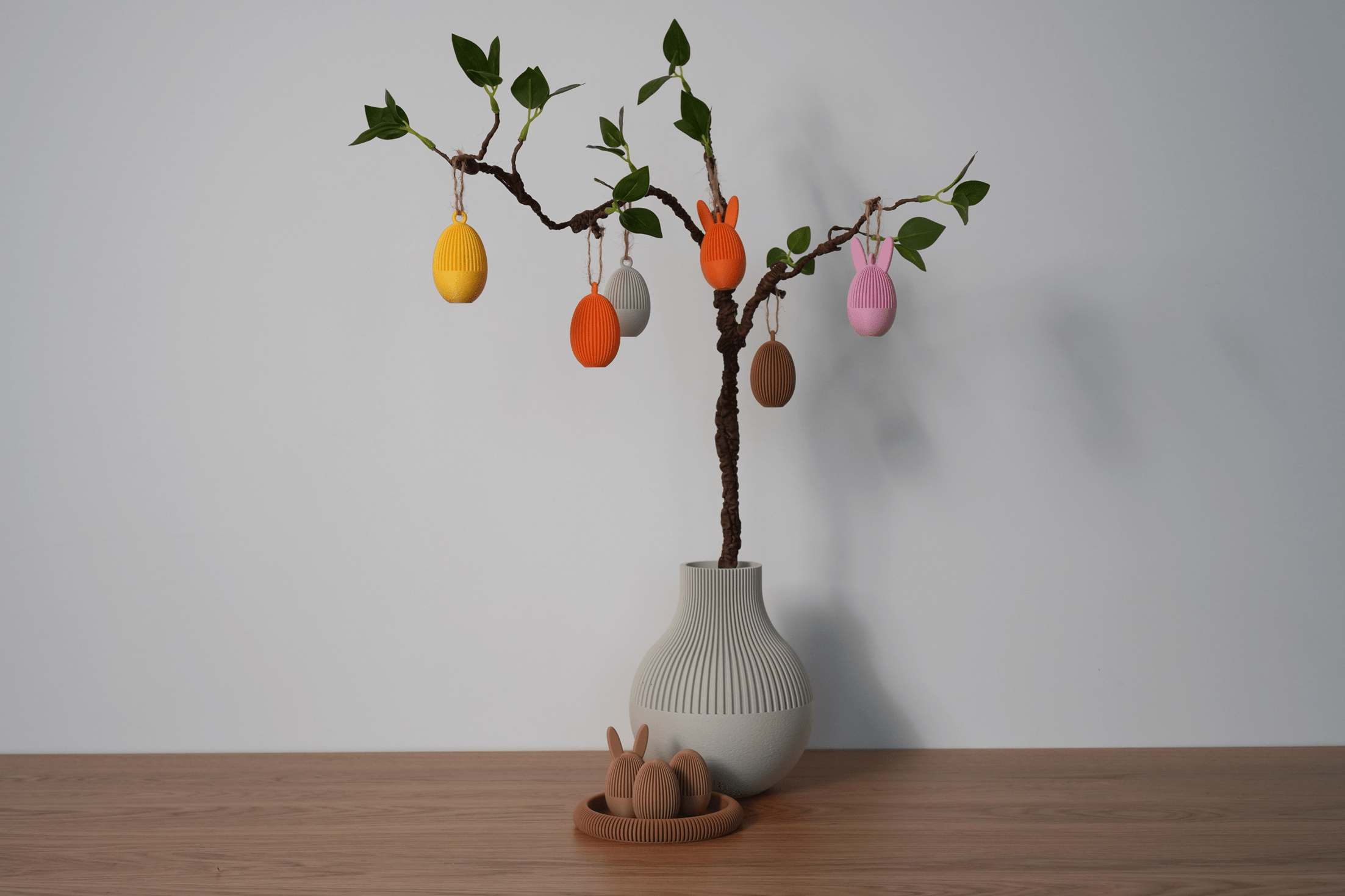 Ribbet påskeæg i PLA materiale - bæredygtig dansk påskepyn