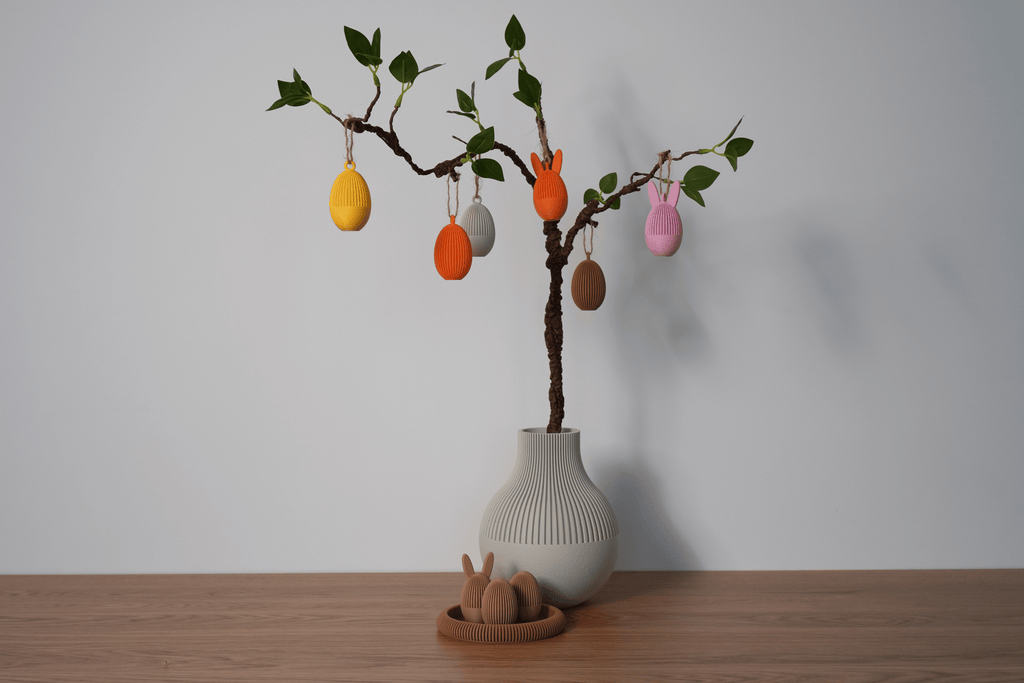 Ribbet påskeæg i PLA materiale - bæredygtig dansk påskepyn