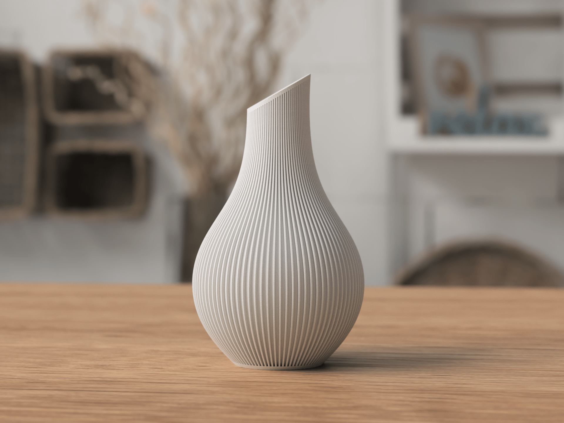 Shizu Japandi Vase i bæredygtig PLA - detalje af ribbet overflade og japansk-inspirerede kanter