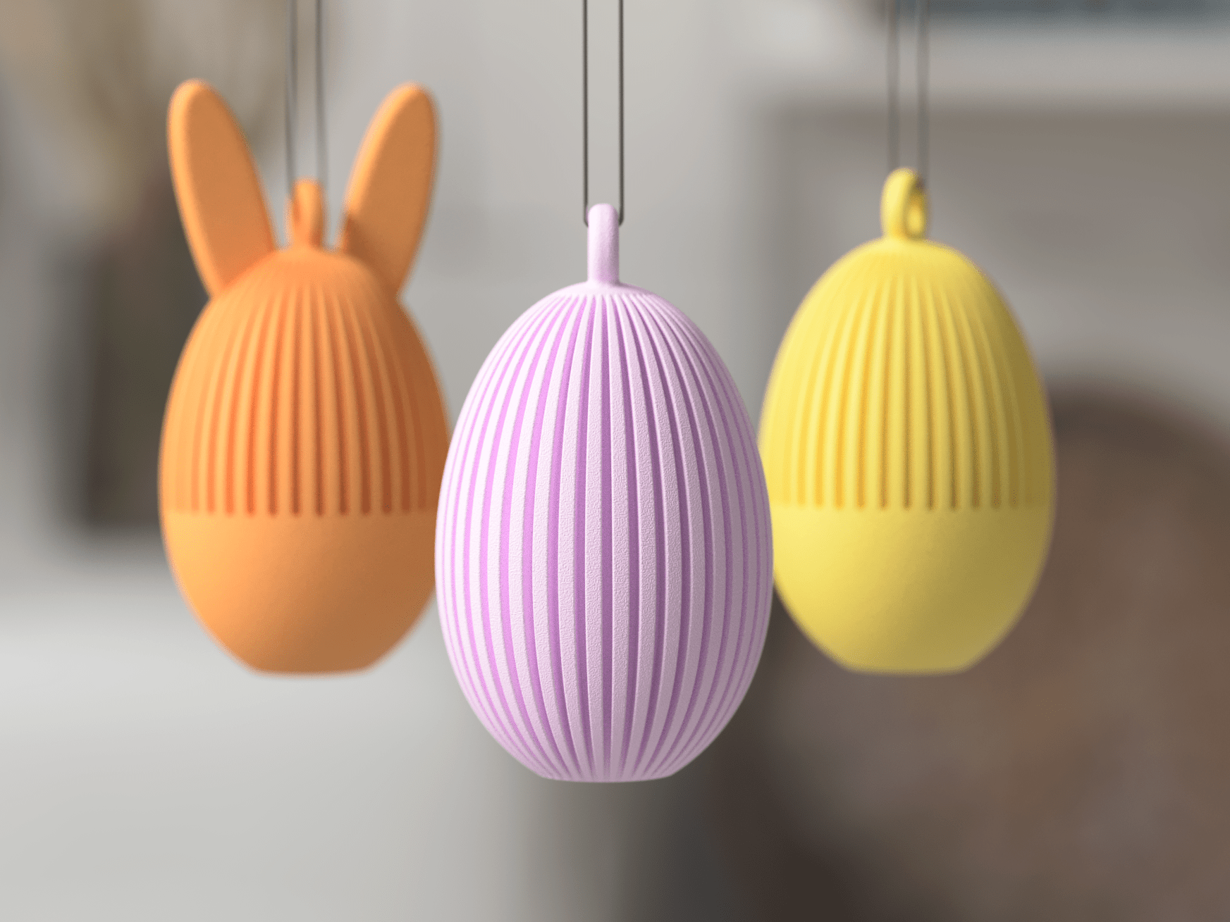 Små påskeæg 5 cm i nordisk design med ophæng - minimalistisk påskepynt