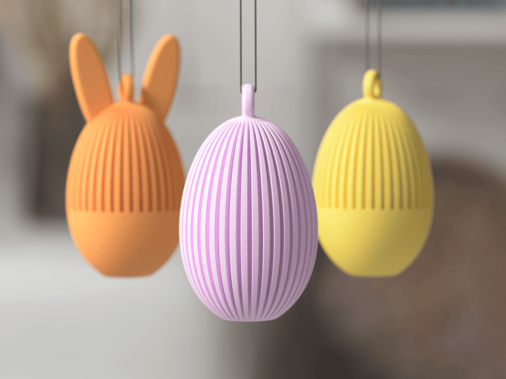 Små påskeæg 5 cm i nordisk design med ophæng - minimalistisk påskepynt