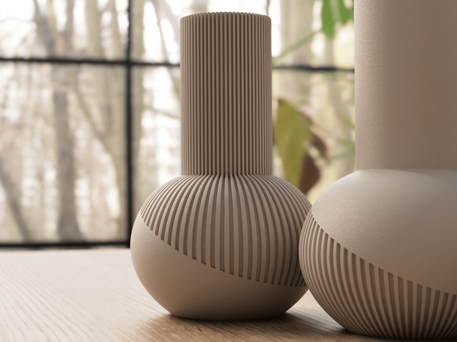 Tama japandi vaser i beige og sand styled med planter i nordisk stilleben – minimalistisk boligdekoration fra Homae