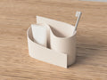 Wave opbevaringsholder i beige mat set fra siden – stilren tandbørsteholder i moderne dansk design