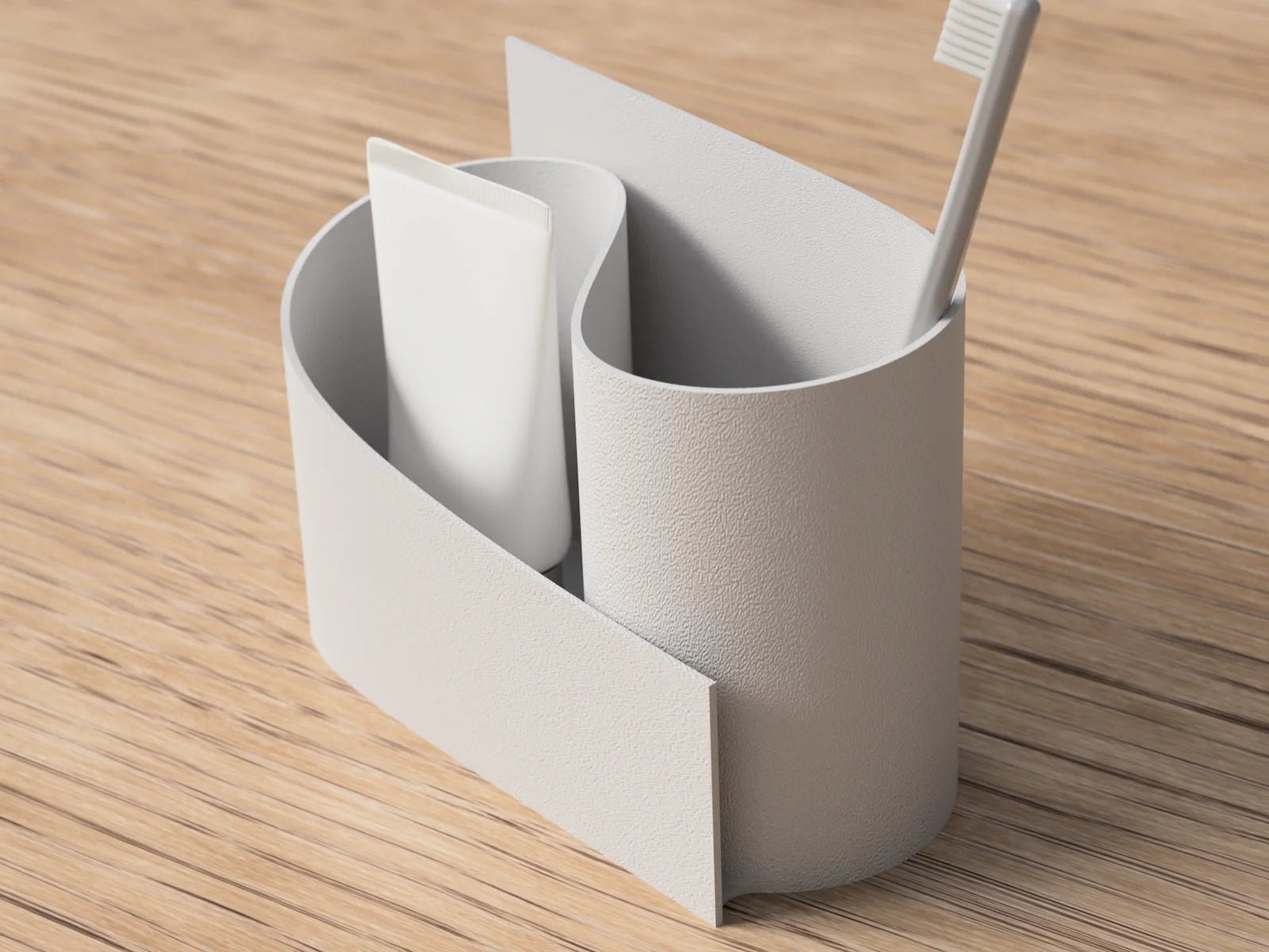 Wave opbevaringsholder i ben hvid mat set fra siden – stilren tandbørsteholder i moderne dansk design